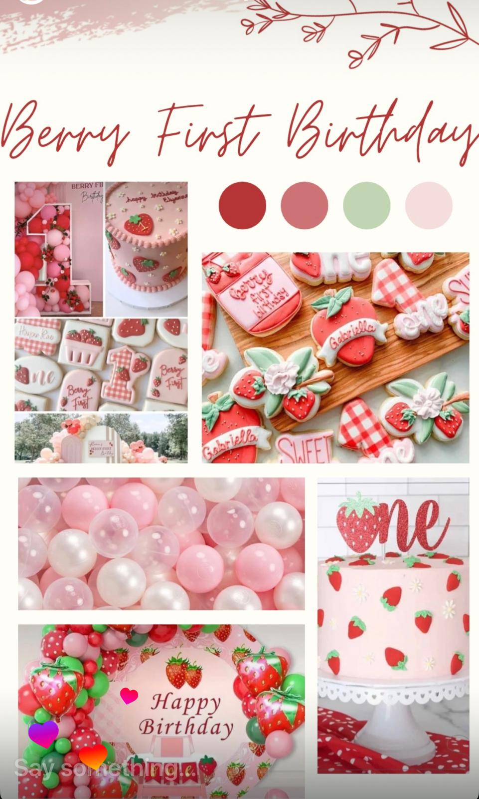Berry First Birthday soft play theme moodboard